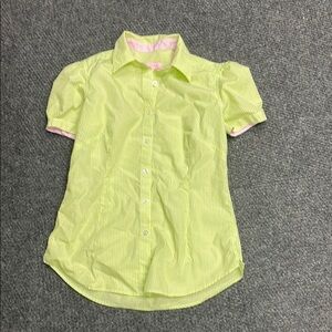 Lilly Pulitzer Yellow & Pink Striped Short Sleeve Button-Down Shirt